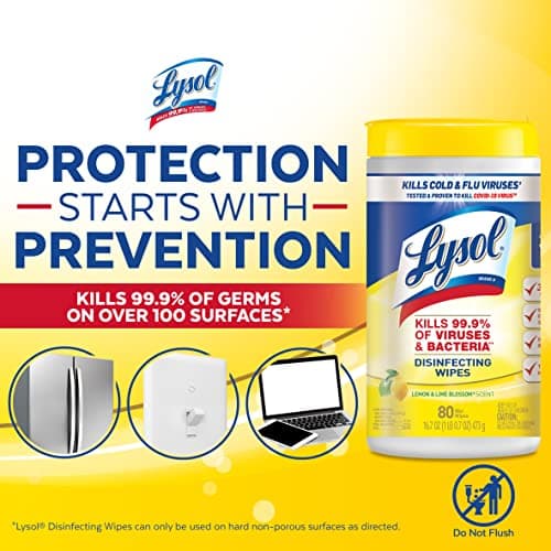 Lysol Disinfectant Wipes, Multi-Surface Antibacterial Cleaning Wipes, for Disinfecting and Cleaning, Lemon and Lime Blossom, 80 Count (Pack of 3) 6