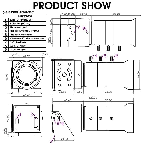 IFWATER HDMI 4K USB Camera for Live Streaming 10X Variable Focus PC Webcam USB HDMI Simultaneous Output Video Conferencing Close up Zoom in and Out Web Camera for Online Teaching Training 9