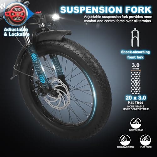 Wildeway Folding Electric Bike for Adults with 750W Motor 32Ah Battery Long Range FW11 Ebike 20 * 3.0 Fat Tire Fodable Adults Electric Bicycle for Men Women City Commuter Delivery 6