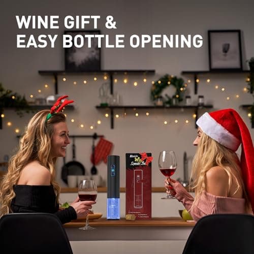 Otuseta Electric Wine Opener, Rechargeable Cordless Wine Accessories, Stainless Steel Cordless Automatic Wine Bottle Corkscrew with Vacuum Stoppers, Foil Cutter for Home Party Wedding, Bars(Black) 7