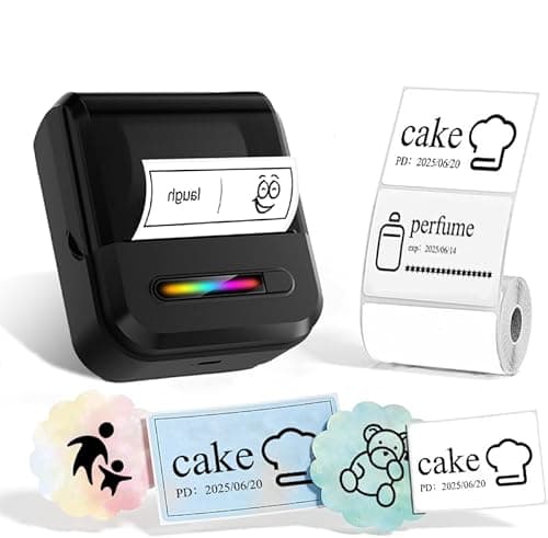 Hipasosy Label Maker Machine with Tapes,Portable Thermal Label Printer,Mini Bluetooth Inkless Label Stickers Makers for Home Storage School Business Office,Labeler Compatible with iOS & Android(Black)