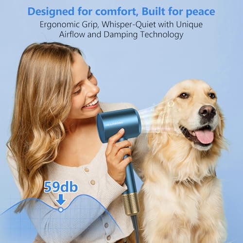 Hair Dryer Blow Dryer, 160000 RPM High-Speed Brushless Motor 500 Millions Negative Ionic Hairdryer for Fast Drying, Low Noise Thermo-Control Hair-Dryer-with-Diffuser for for All Hair Types 7