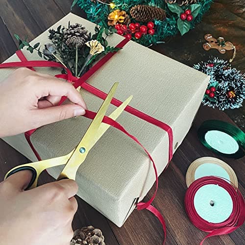 JACK CHLOE 150 Yards Christmas Ribbon for Gift Wrapping, 3/8" Wide Holiday Satin Ribbon for Crafts, Fabric Christmas Wrapping Ribbon for Gift Decorating Ornaments Wreath Present DIY Project 5