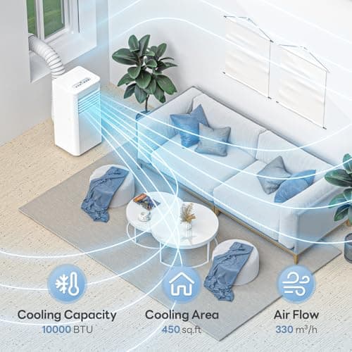 10000 BTU Portable Air Conditioners and for Room up 450 Sq. Ft, 4-IN-1 Portable Ac Unit with Dehumidifier Fan Function, Remote Control, Sleep Mode, 24H Timer 4