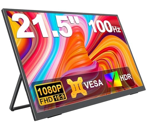 KEEPTIME 21.5" Portable Monitor, 1080P FHD 100HZ Large Portable Gaming Monitor w/Kickstand & VESA, IPS USB-C HDMI External Screen for Laptops, MacBook, Phones, Mini PC