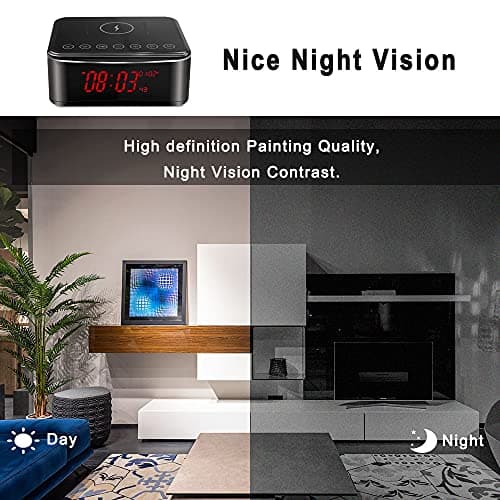 YuanFan Hidden Spy WiFi Camera with 160°View Angle,Cameras Espias Ocultas Nanny Cam,WiFi Secret Camera 4K with Bluetooth Speaker,Night Vision,Alarm Clock,Wirless Charger for Office Home Store(2.4&5G) 7