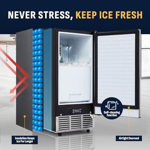 Newair 15" Commercial Nugget Ice Maker | Freestanding or Built-in Under Counter Ice Maker with 80 lbs/Day Production | for Home Bar, Kitchen & Restaurant Use | Stainless Steel 6
