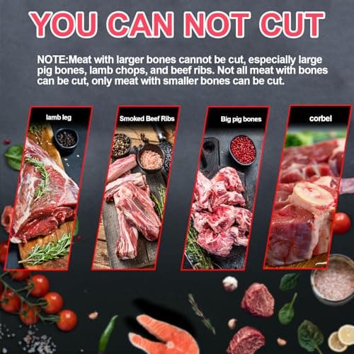 Meat Slicer Bone Cutter 20in，Manual Ribs Chopper for Chicken Fish or Beef，Stainless Steel Frozen Meat Slicer with Food Tray 6