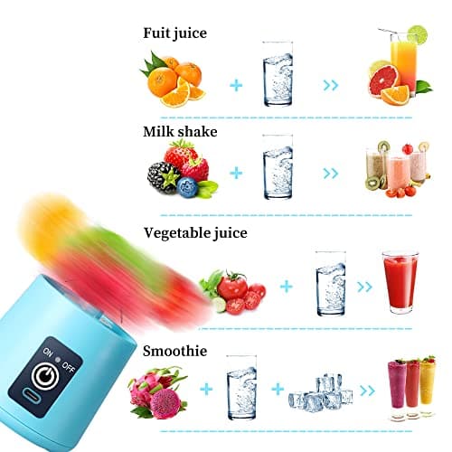 Portable Electric USB Juicer Blender Cup - Mini Blender for Shakes, Smoothies & Juice - 380ml, Six Blades - Blue 7
