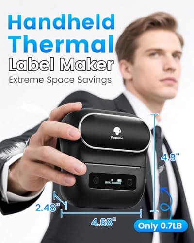 Phomemo Label Maker, M220 Thermal Label Printer, 80mm Portable Bluetooth Barcode Printer Compatible with Andriod/iOS for Home, Office, Small Business, with 3 Packs Label & Case 6
