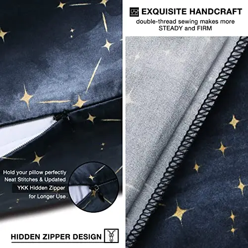 MANSPHIL 100% Mulberry Silk Pillowcase for Hair and Skin, Black Galaxy Pattern - Premium 22 Momme Charmeuse Silk Pillow Cases Cover, Queen Size/20" x 30", Hidden Zipper 6