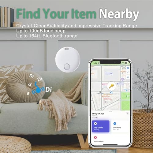 Reyke Smart Tag, Bluetooth Luggage Tracker, Works with Apple Find My (iOS Only), Item Locator for Key, Luggage, Backpack, Wallet, IP67 Waterproof, 4 Pack White 5
