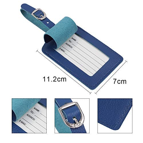 Luggage Tags, Leather Personalized Suitcase Tag Set Luggage id Tags Labels Travel Accessories-Set of 4 5