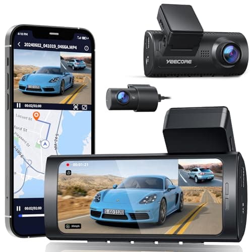Dash Cam Front and Rear, Built in WiFi & GPS, 2.5K+1080P Dual Dash Camera with G-Sensor, 3.16 inch IPS Screen, Loop Recording, Night Vision, 24 Hours Parking Mode, Plug & Play, Support 256GB Max