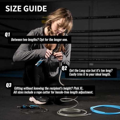 Hererope Weighted Jump Rope Set 3-in-1 Interchangeable 1/6lb 1/4lb 1/2lb Professional Jump Ropes for Men Women | Premium Ball Bearing Speed Rope Anti-Slip Leather Grip | Crossfit Boxing MMA 7