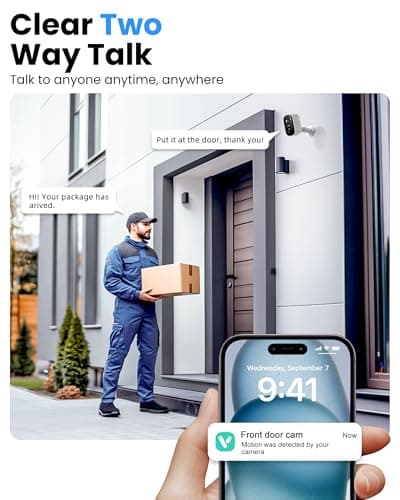 Outdoor Security Camera Wireless, 2K Battery Powered WiFi Cameras for Home Security with AI Motion Detection, Color Night Vision, Siren Alarm, 2-Way Talk, IP66 Waterproof, Cloud/SD Storage (4 Pack) 5