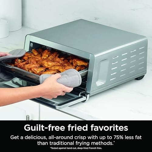 Ninja Air Fryer Toaster Oven Combo | 8-in-1 Functionality | Flip Up & Away for Storage Space | Air Fry Basket, Sheet Pan, Wire Rack & Removable Crumb Tray |1800 Watt | Stainless Steel | SP151 8