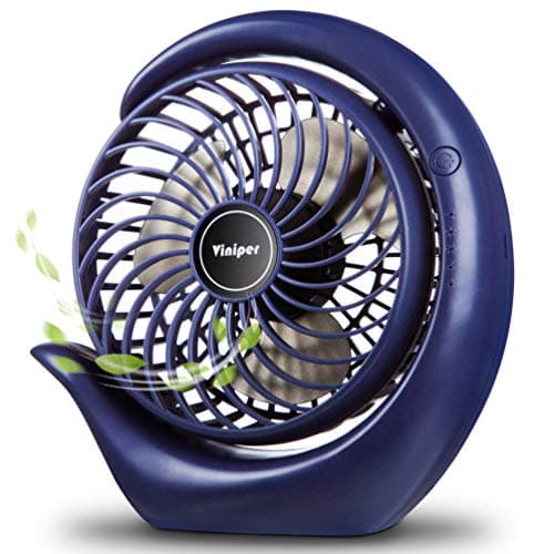 Viniper Portable Rechargeable Fan, Small Desk Fan : 3 Speeds & about 8-24 Hours Longer Working, 180 Rotation, Portable Desktop Fan Small but Mighty, Strong Wind (Blue, Light Black Blade) 6.2 INCH