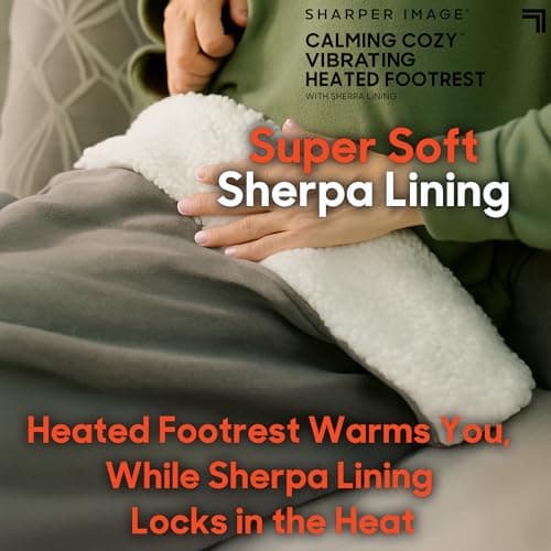 Calming Cozy by Sharper Image | Sherpa Wrap with Electric Heating & Massaging Vibrations Foot Bed, Auto Shut-Off Feature, Gift for Holidays, Women & Men | 3 Heat, 3 Massage 5