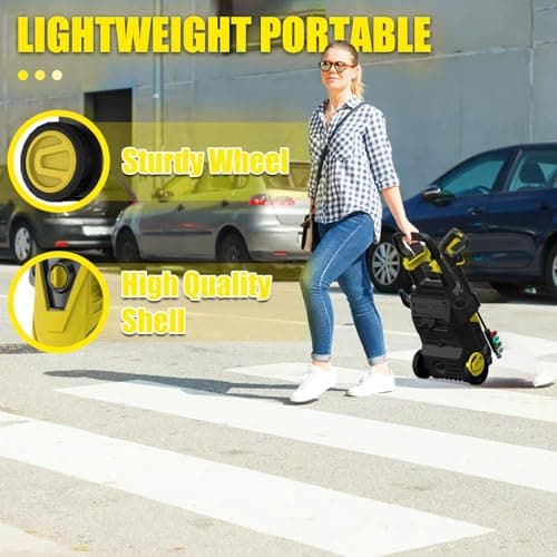 DECOKTOOL Electric Pressure Washer, 4800PSI Max 3.0GPM Power Washer Electric Powered with 20FT Hose, 35FT Power Cord, 4 Nozzles Foam Cannon High Pressure Washer for Car Patio Garden Fences(Yellow) 3
