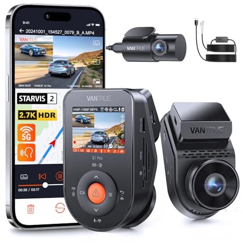 【Bundle: Vantrue S1 PRO Dual Dash Cam + Vantrue Hardwire Kit】 2.7K Front and Rear 5G Wi-Fi Dash Cam, 1944P Dual Hidden Dash Camera for Cars, STARVIS 2, Voice Control