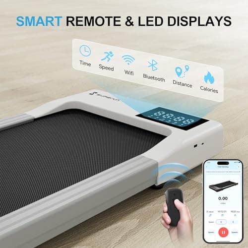 Superun Treadmills Walking Pad with 9% Auto Incline for Home Office, 3 in 1 Under Desk Walking Pad with Wide LED Display, Walking Pad with Smart APP & Remote Control, 300 Lbs Capacity 2