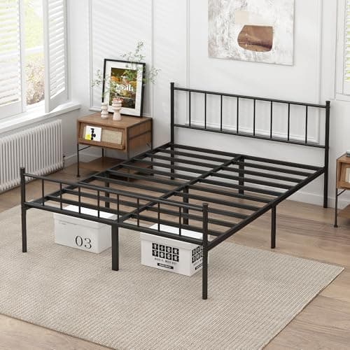 DIIYIV Queen Bed Frame-Classic Metal Platform Bed Frame,Mattress Foundation with Steel Slat Support,Under Foundation Storage,No Box Spring Needed, Easy Assembly, Queen Size 5