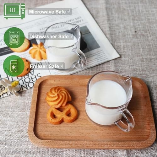 Ackers Clear Espresso Cups Set of 2,4 OZ Double Spouts Cups,Milk Cup with Handle, Espresso Accessories for Machine, Small 7