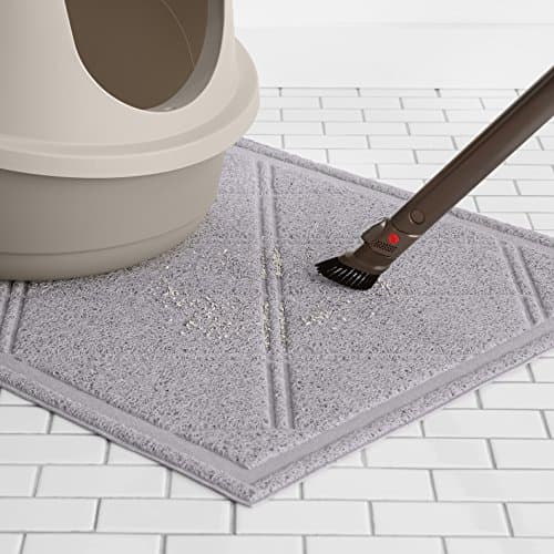 Amazon Basics Less-Mess Litter Trapping Cat Litter Box Mat, Soft on Kitty Paws, Waterproof, Scatter Control, 24" x 35", Grey 6