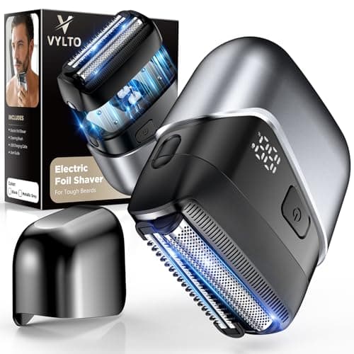 VYLTO Electric Foil Shavers for Men- New Version Mini Electric Razor with 3D Floating Heads & Precision Blades, Portable Cordless Electric Shaver IPX7 Waterproof, LED Display & Fast Charge