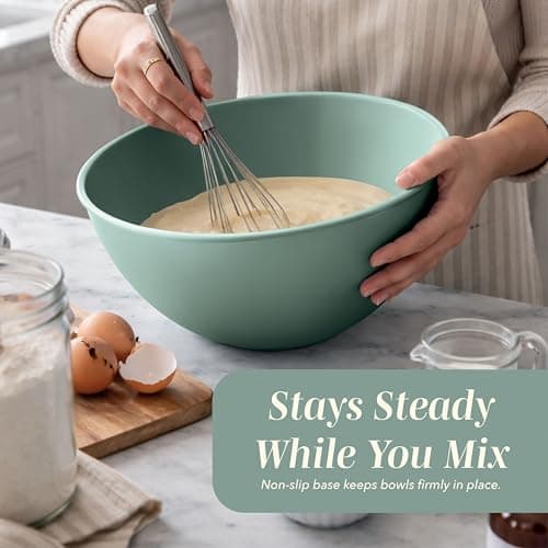 COOK WITH COLOR Nesting Mixing Bowls - 12 Piece Plastic Bowl Set with Lids, Microwave Safe (Mint Ombre) 6