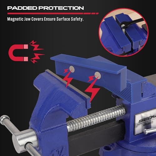 Heavy Duty Bench Vise 4.5 Inch: Table Clamp Woodworking Vice Press Drill Tools Workbench Wood Metal Pipe Work Shop Block Swivel Slide Cross Welding Machine Kit Milling Grip Precision Magnetic Jaw Pad 5