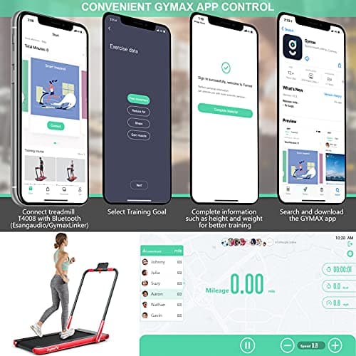 Goplus 2 in 1 Folding Treadmill, 2.25HP Under Desk Electric Superfit Treadmill, Installation-Free with APP Control, Remote Control, Blue Tooth Speaker and LED Display, Walking Jogging for Home Red 5