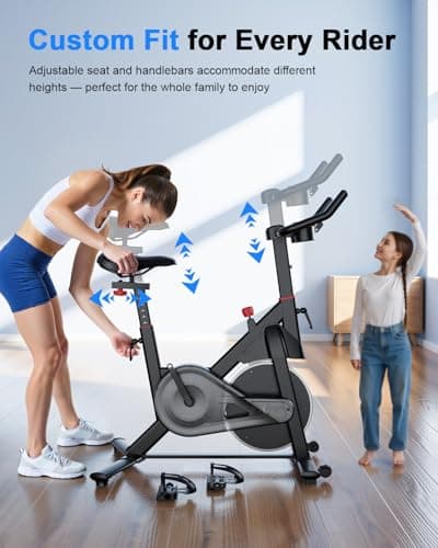 SupeRun Magnetic Exercise Bike for Home Cardio, Stationary Indoor Cycling Bike with 32-Level Resistance & Adjustable Seat/Handlebar, Silent Belt Drive Workout Bike for 5'1" to 5'11" Users 8