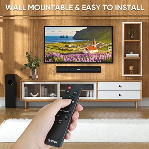Saiyin Sound Bars for TV with Subwoofer,2.1CH Soundbar for TV,PC,Gaming, Surround Sound System for TV with Bluetooth/Optical/AUX Connection,17 Inch, Wall Mountable 5