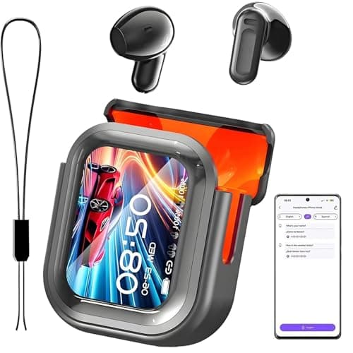 WRSFXV NE20 Translation Earbuds, 2026 New 6.0 Pro Translation Earbuds Real Time, LCD Touch Screen, 48DB Intelligent Noise Reduction, HD Stereo Sound, IPX6 Water-Resistant (Black)