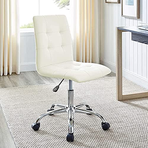 Modway Prim Ribbed Armless Mid Back Swivel Conference Office Chair In White 10