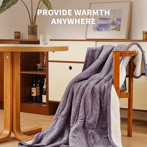 JET'S HOME Heated Blanket 50"x60" - ETL Certified Flannel Electric Blanket Machine Washable Heating Throw with 5 Heating Levels 3 Hours Auto-Off Overheating Protection Gift for Women (Purple) 7