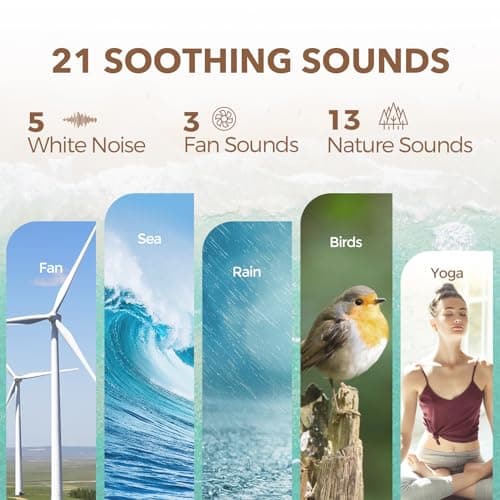 ANJANK White Noise Sound Machine Alarm Clock with Bluetooth Speaker, 21 Relaxing Sounds, 7 Night Lights,0-100% Dimmer/Sleep Timer/30-Level Volume Control,Sound Machine for Kids Adults Sleeping,Bedroom 7