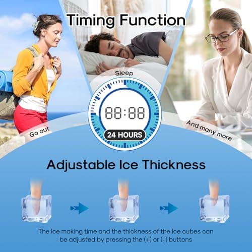 ICEPURE Under Counter Ice Maker with Drain Pump, Built-in 15 inch Wide, 80 lbs/24H Freestanding Commercial Ice Machine, Auto-Cleaning, 24H Timer 26 lbs Storage Stainless Steel, Silver Gray 6