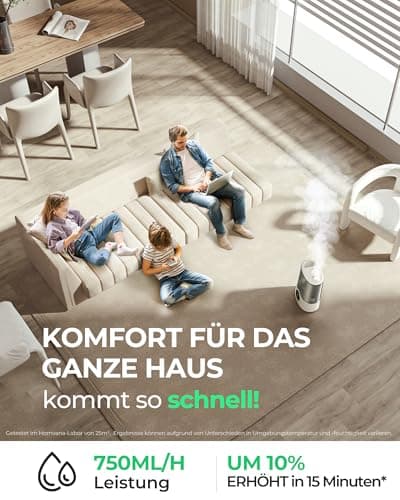 Homvana Humidifier Large Room, 7L (807ft²) Smart Warm and Cool Mist, Top-Fill Humidifiers for Bedroom Baby Nursery Grow Tent, Auto Adapt Mist Quick Air Humidity Indoor, Easy to Clean, Quiet, Diffusers 9