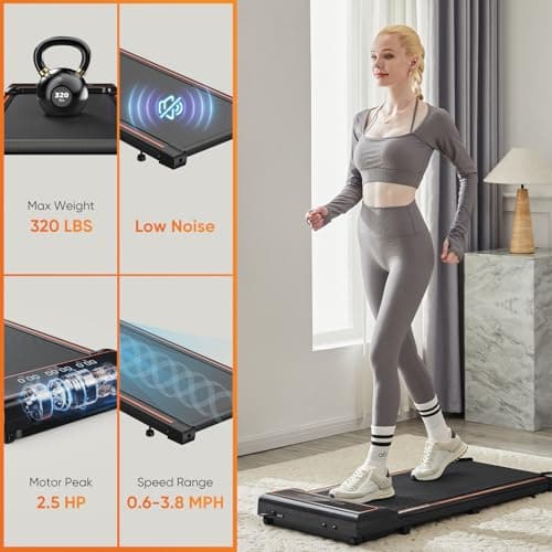 Sweetcrispy Compact Armless Treadmill for Small Spaces, Quiet Under-Desk Walking Pad, Slim & Portable Design for Home Office Workouts, Easy to Store, Ideal for Apartments and Work-from-Home Fitness 6