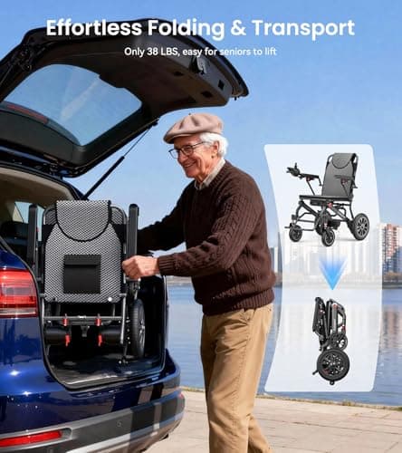 2026 New Upgrader Electric Wheelchairs for Adults, Foldable Lightweight Motorized Wheelchair with 350 LBS Weight Capacity 18+ Miles Long Travel Range 500w Power Wheelchairs for Seniors 5