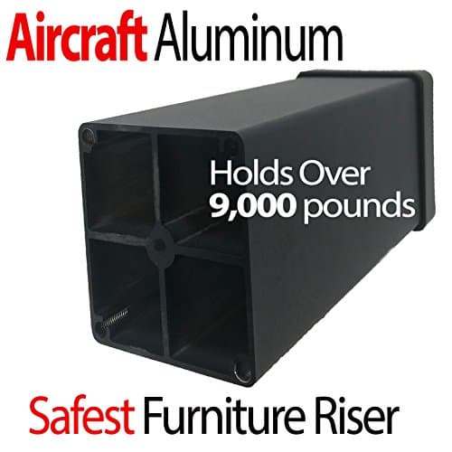 iPrimio Aluminum Bed Risers Heavy Duty Metal, 5 Inch Lift, 6 Pack, Up to 9,000lbs - Bed Raising Blocks, Furniture Risers - Tall, Safe, Sturdy Bed Lifts for College Dorm, Couches, Dorm Bed Riser 5