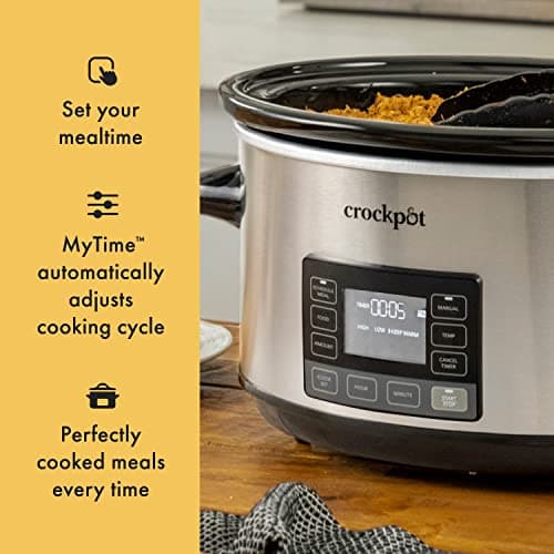Crock-Pot 7-Quart Slow Cooker, Portable Programmable with Timer, Locking Lid, Stainless Steel; an Essential Kitchen Appliance, Perfect for Families and Gatherings 5