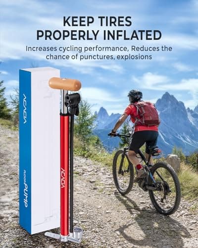 ACACIA Bike Floor Pump with Gauge Fits Presta and Schrader Valve 6
