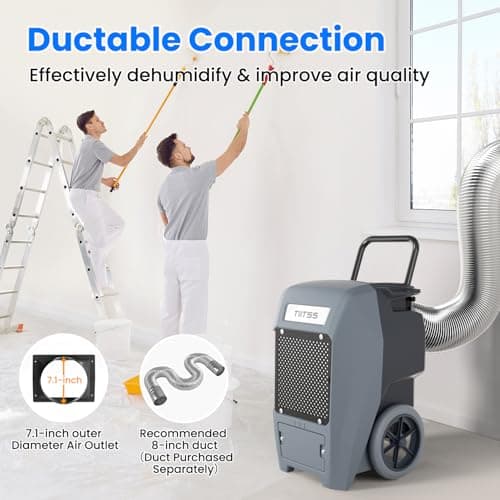 210PPD Commerical Dehumidifier - Cover Up to 8500Sq.Ft Large Spaces Industrial Dehumidifier for Basement with Drain Hose, Powerful Pump, 12 IN Rubber Wheels, 16.4 FT Vertical Drainage(Grey) 5
