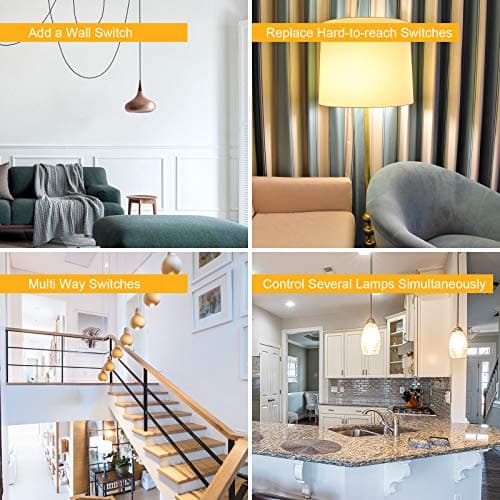 Suraielec 3 Way Wireless Light Switch, No Wiring, No WiFi, 100ft RF Range, Pre-Programmed, Expandable Wireless Wall Switch and Receiver Kit, Remote Control Light Fixture for Lamp, Ceiling Light, Fan 7