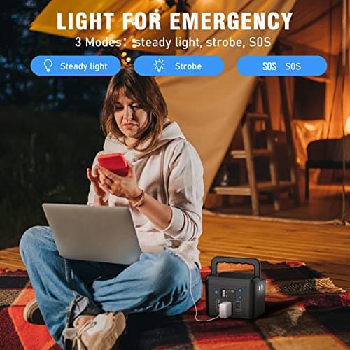 200W Portable Power Station, Powkey 120Wh/33,000mAh Power Bank with AC Outlet, 110V 6 Outputs Solar Generator External Battery Pack with LED Light for Home Use and Outdoor Camping 5