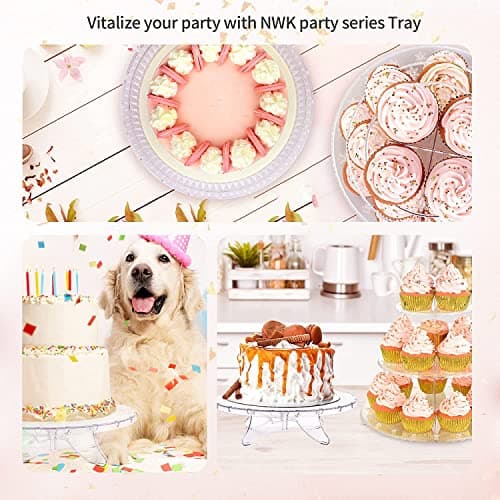 NWK 12inch Lighted Clear Cake Stand Plate Holder with String Lights Fit for 6inch, 8 inch, 10 inch, 12 inch Cakes for Wedding Birthday Cake Decorations 5